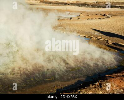 El Tatio geyser field and geothermal area, high in the Andes, Atacama region, northern Chile, South America Stock Photo