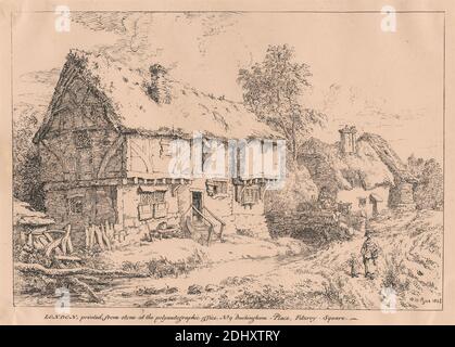 Old Cottages, William Henry Pyne, 1769–1843, British, 1806, published 1807 Stock Photo
