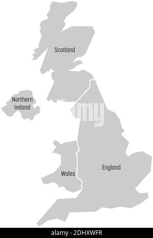 United Kingdom Aka Uk Of Great Britain And Northern Ireland Hand Drawn Blank Map Divided To