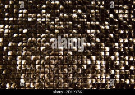Black squares texture. Snake skin texture. Small shiny black squares. Stock Photo