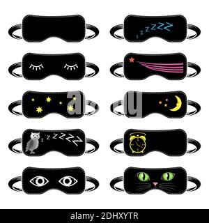 Sleep Mask Icon Set Isolated on White Background Stock Vector