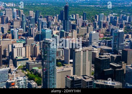 Toronto cityscape from the top of CN Tower, Toronto, Canada Stock Photo