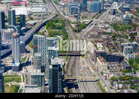 Toronto cityscape from the top of CN Tower, Toronto, Canada Stock Photo