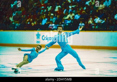 Ekaterina Gordeeva / Sergei Grinkov (URS) gold medalist competing in the pairs figure skating free skating at the 1988 Olympic Winter Games. Stock Photo