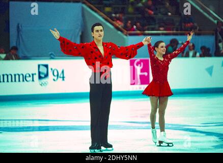 Ekaterina Gordeeva / Sergei Grinkov (URS) gold medalist in pairs figure skating at the 1994 Olympic Winter Games. Stock Photo