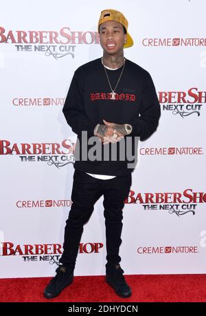 Tyga attends the premiere of New Line Cinema's 'Barbershop: The Next Cut' at the TCL Chinese Theatre on April 6, 2016 in Los Angeles, CA, USA. Photo by Lionel Hahn/ABACAPRESS.COM Stock Photo