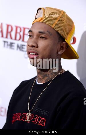 Tyga attends the premiere of New Line Cinema's 'Barbershop: The Next Cut' at the TCL Chinese Theatre on April 6, 2016 in Los Angeles, CA, USA. Photo by Lionel Hahn/ABACAPRESS.COM Stock Photo