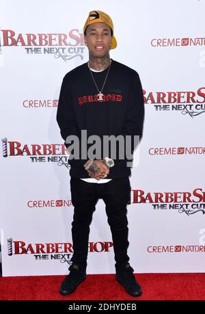 Tyga attends the premiere of New Line Cinema's 'Barbershop: The Next Cut' at the TCL Chinese Theatre on April 6, 2016 in Los Angeles, CA, USA. Photo by Lionel Hahn/ABACAPRESS.COM Stock Photo