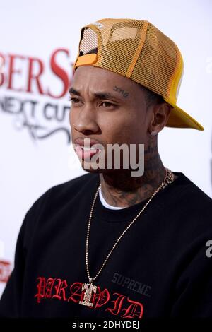 Tyga attends the premiere of New Line Cinema's 'Barbershop: The Next Cut' at the TCL Chinese Theatre on April 6, 2016 in Los Angeles, CA, USA. Photo by Lionel Hahn/ABACAPRESS.COM Stock Photo