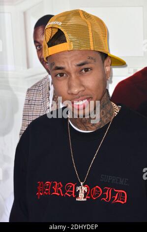 Tyga attends the premiere of New Line Cinema's 'Barbershop: The Next Cut' at the TCL Chinese Theatre on April 6, 2016 in Los Angeles, CA, USA. Photo by Lionel Hahn/ABACAPRESS.COM Stock Photo