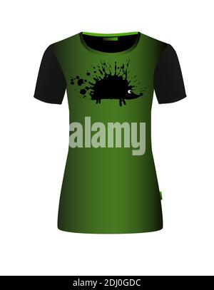 Black hedgehog from the blot. A monochrome abstract hedgehog. T-shirt print. Vector illustration Stock Vector
