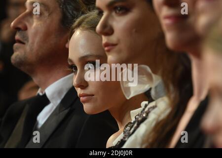 French American actress Lily-Rose Depp (center) arrives for the screening of 'I, Daniel Blake' as part of 69th Cannes Film Festival, in Cannes, France on May 13, 2016. Photo Ammar Abd Rabbo/ABACAPRESS.COM Stock Photo