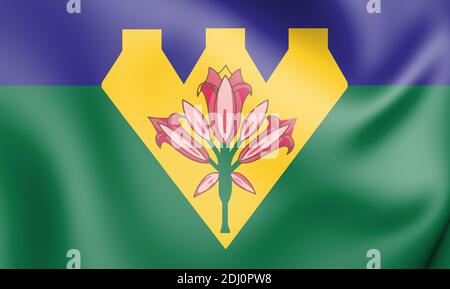 3D Flag of The Free State province, South Africa. 3D Illustration. Stock Photo