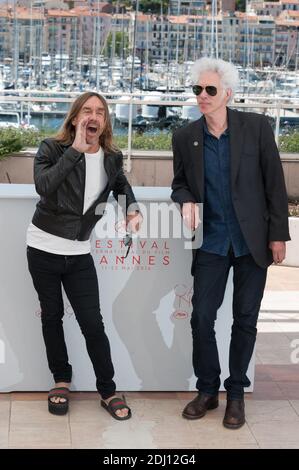 Iggy Pop and Director Jim Jarmusch at a photocall for the film 'Gimme Danger' as part of the 69th Cannes International Film Festival, at the Palais des Festivals in Cannes, southern France on May 19, 2016. Photo by Nicolas Genin/ABACAPRESS.COM Stock Photo