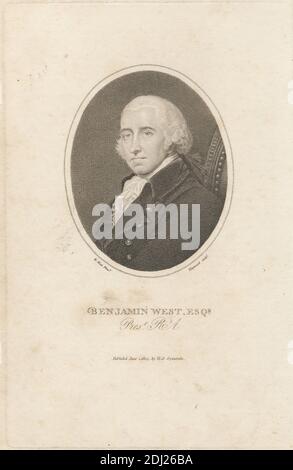 Benjamin West, Esqr., Prs't R. A., Print made by James Hopwood, ca. 1752–1819, British, after Benjamin West, 1738–1820, American, active in Britain (from 1763), 1805 Stock Photo