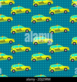 taxi car seamless pattern vector illustration Stock Vector