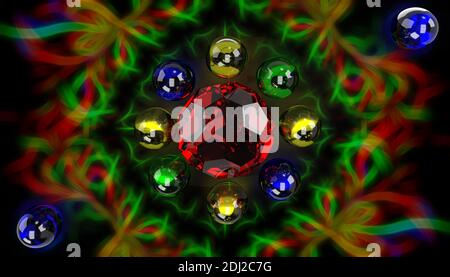 Abstract multi-colored Christmas background. 3D graphics, art Stock Photo