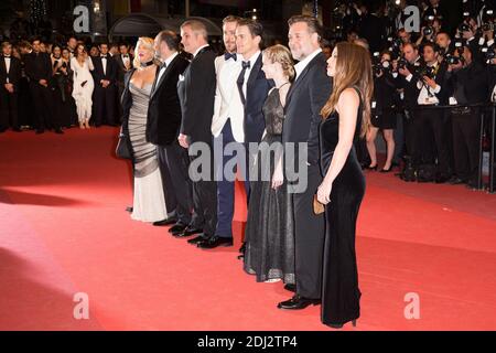 Producer Joel Silver and wife, director Shane Black, actor Ryan Gosling, actor Matt Bomer, actress Angourie Rice, actor Russell Crowe and actress Murielle Telio - CANNES 2016 - MONTEE DU FILM 'THE NICE GUYS' Photo by Nasser Berzane/ABACAPRESS.COM Stock Photo