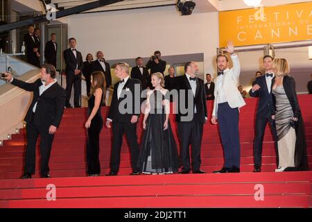 Russell Crowe, actress Angourie Rice, actor Matt Bomer, actor Ryan Gosling, director Shane Black, producer, Joel Silver and producer Karyn Fields - CANNES 2016 - MONTEE DU FILM 'THE NICE GUYS' Photo by Nasser Berzane/ABACAPRESS.COM Stock Photo