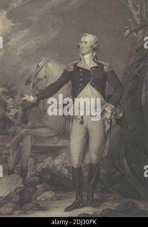 George Washington at Battle of Trenton, John Cheesman, 18–19th c., after John Trumbull, 1756–1843, American, 1795, Engraving in stipple Stock Photo