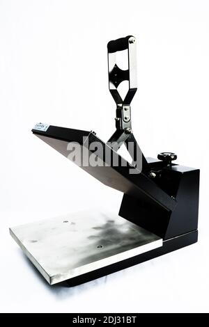 Heat Press with Open Lid T Shirt Printing Stock Photo
