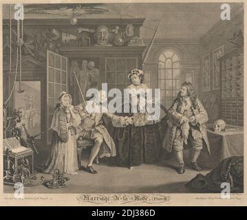Marriage A-La-Mode, Plate III: The Scene with the Quack, Bernard Baron, 1696–1762, French, after William Hogarth, 1697–1764, British, 1745, Engraving, Sheet: 14 x 17 5/8in. (35.6 x 44.8cm Stock Photo