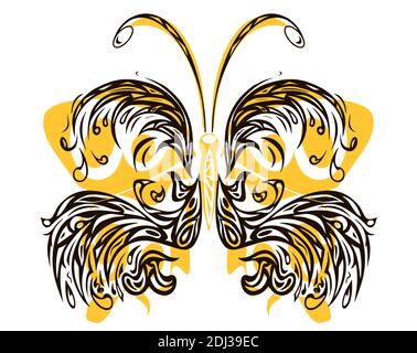 Butterfly made from curves silhouettes, isolated on white background, eps10 vector illustration. Stock Vector