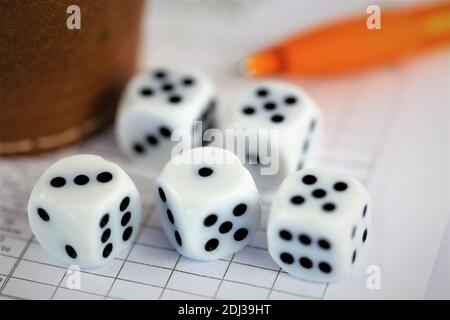 dices on black background Stock Photo