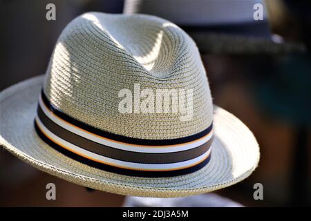 hats on the market Stock Photo