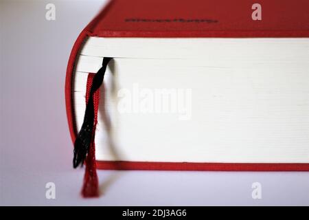 stack of books on blue background Stock Photo