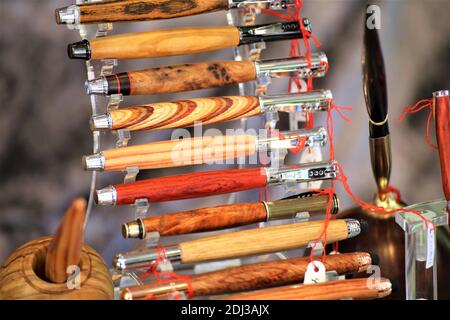 palette with paints and brushes Stock Photo