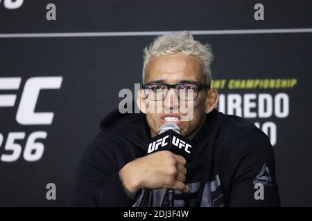 Las Vegas, Nevada, USA. December 13, 2020: Las Vegas, NV - December 13: Charles Oliveira interacts with media after the UFC 256 event at UFC Apex on December 13, 2020 in Las Vegas, Nevada, United States. Credit: Diego Ribas/PX Imagens/ZUMA Wire/Alamy Live News Stock Photo