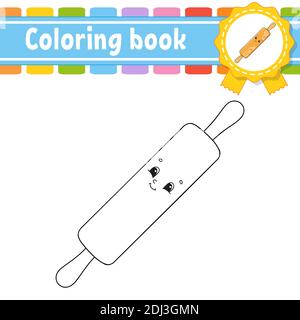 Coloring book for kids. Cheerful character. Vector illustration. Cute cartoon style. Black contour silhouette. Isolated on white background. Stock Vector