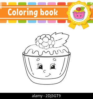 Coloring book for kids. Cheerful character. Vector illustration. Cute cartoon style. Black contour silhouette. Isolated on white background. Stock Vector