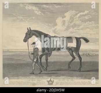 Racing: Sir Charles Sedley's Bay Gelding 'True Blue' / He won Two Subscription Plates for Hunters of 60 Guineas each at Nottingham ..., John Wood, 1728–1781, British, after James Seymour, 1702–1752, British, 1753, Engraving, Sheet: 15 7/8 x 18 7/8in. (40.3 x 47.9cm Stock Photo