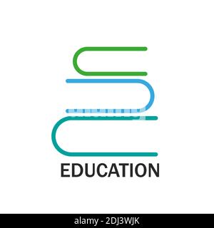 Education logo with books isolated on white background. Pupil library education as a science vector illustration concept icon Stock Vector