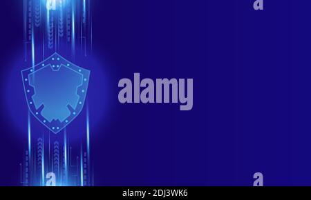 Abstract modern technology security background. Shining blue technology style security shield protection computer vector illustration Stock Vector