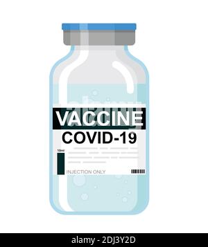 Vaccine in a bottle. Vaccination against the Covid-19 coronavirus. Stock Vector