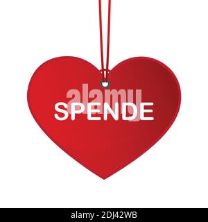 red hanging heart label with donation on white background vector illustration EPS10 Stock Vector