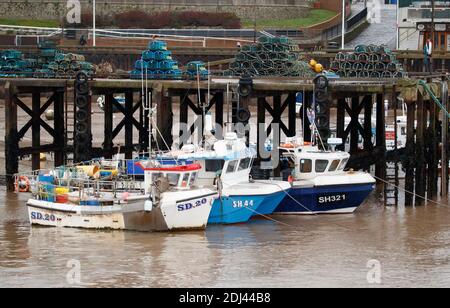 Fishing boats at the fishing port at Bridlington Harbour in Yorkshire, after European Commission president Ursula von der Leyen said she and Boris Johnson had agreed to Ògo the extra mileÓ and continue negotiations on a post-Brexit trade deal. Stock Photo