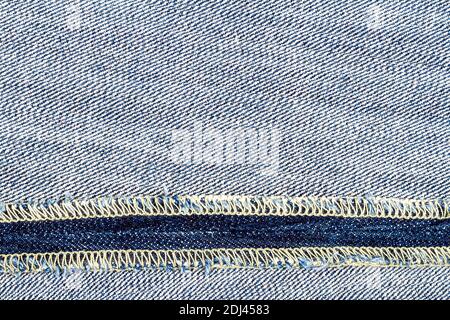 Wrong side of jeans fabric with back seam Stock Photo