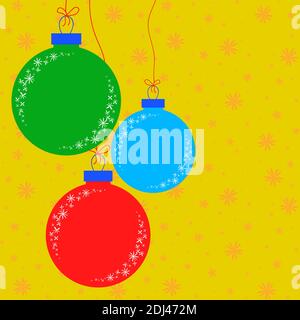 Flat colored set of isolated Christmas toys in the form of balls. Simple design for processing. Stock Vector
