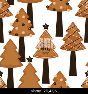 A Christmas seamless pattern with gingerbread cookies Stock Vector