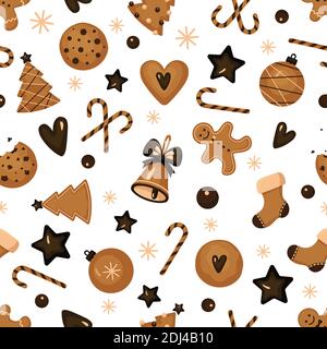 A Christmas seamless pattern with gingerbread cookies Stock Vector