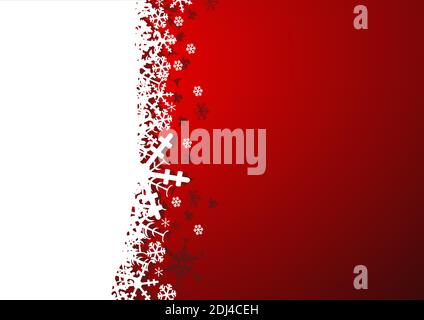 Christmas vector greeting card with snowflakes on red background Stock Vector