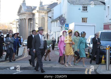 Netflix Drama the Crown filming the Investiture of Prince Charles at Caernarfon castles, North Wales Credit: Mike Clarke/ Alamy Stock Photos Stock Photo