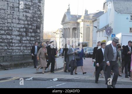 Netflix Drama the Crown filming the Investiture of Prince Charles at Caernarfon castles, North Wales Credit: Mike Clarke/ Alamy Stock Photos Stock Photo