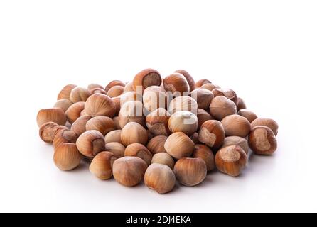 Hazelnuts isolated on white background Stock Photo