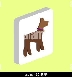 Dog Simple vector icon. Illustration symbol design template for web mobile UI element. Perfect color isometric pictogram on 3d white square. Dog icons Stock Vector