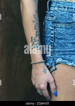 Woman with Tattoos Stock Photo